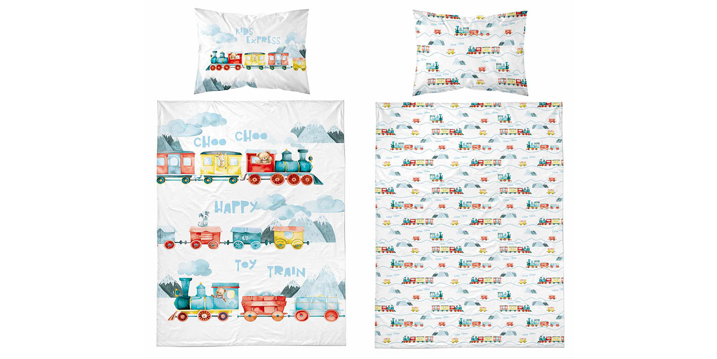 100x135 pościel pociąg happy mięta